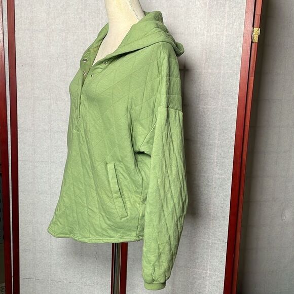 Universal Thread Relaxed Fit Green Diamond Quilted Pullover Hoodie (Size: XS) - Picture 7 of 12